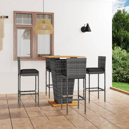 5-Tlg. Gartenbar-Set Mit Kissen Poly Rattan