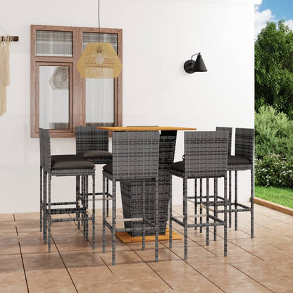9-Tlg. Gartenbar-Set Mit Kissen Poly Rattan