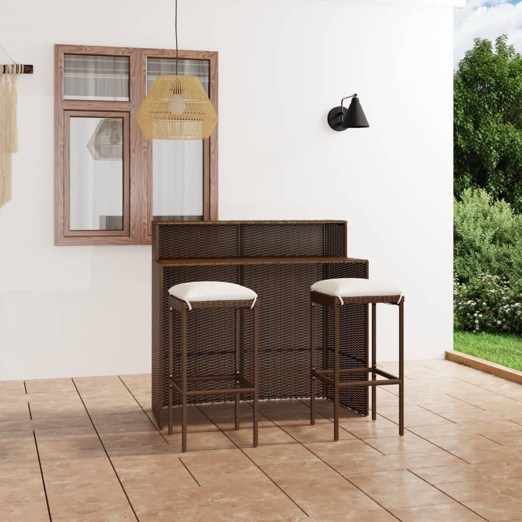 3-Tlg. Gartenbar-Set Mit Kissen