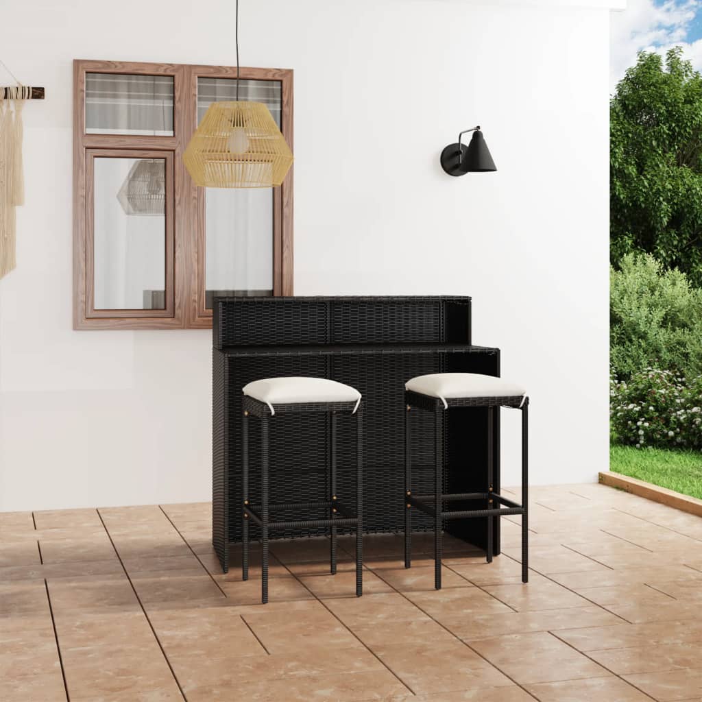 3-Tlg. Gartenbar-Set Mit Kissen