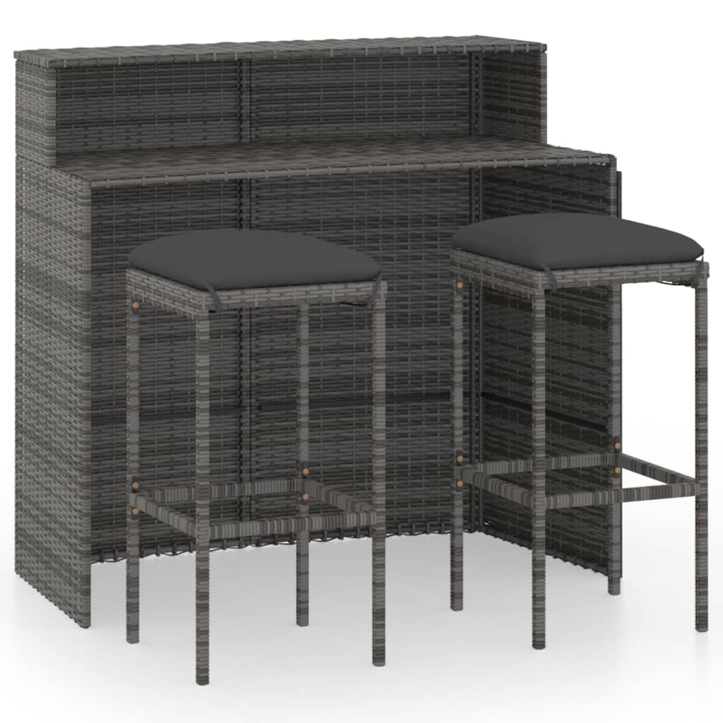 3-Tlg. Gartenbar-Set Mit Kissen