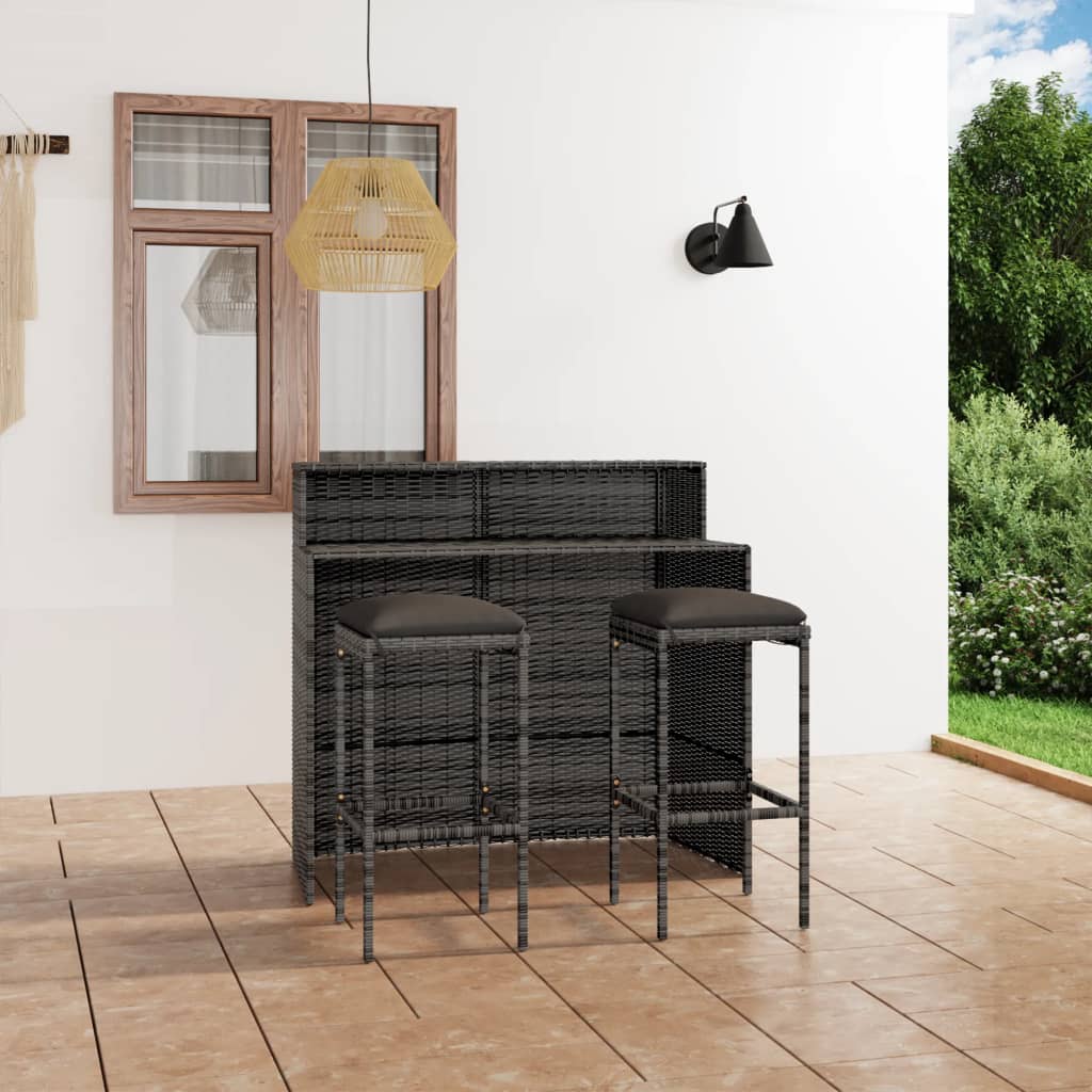 3-Tlg. Gartenbar-Set Mit Kissen