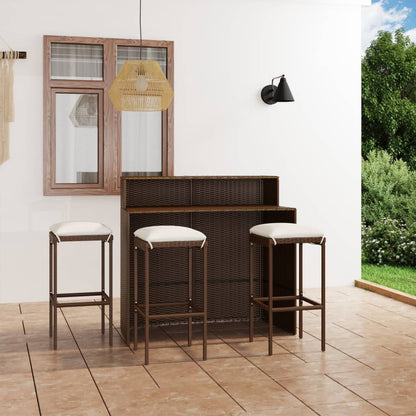 4-Tlg. Gartenbar-Set Mit Kissen
