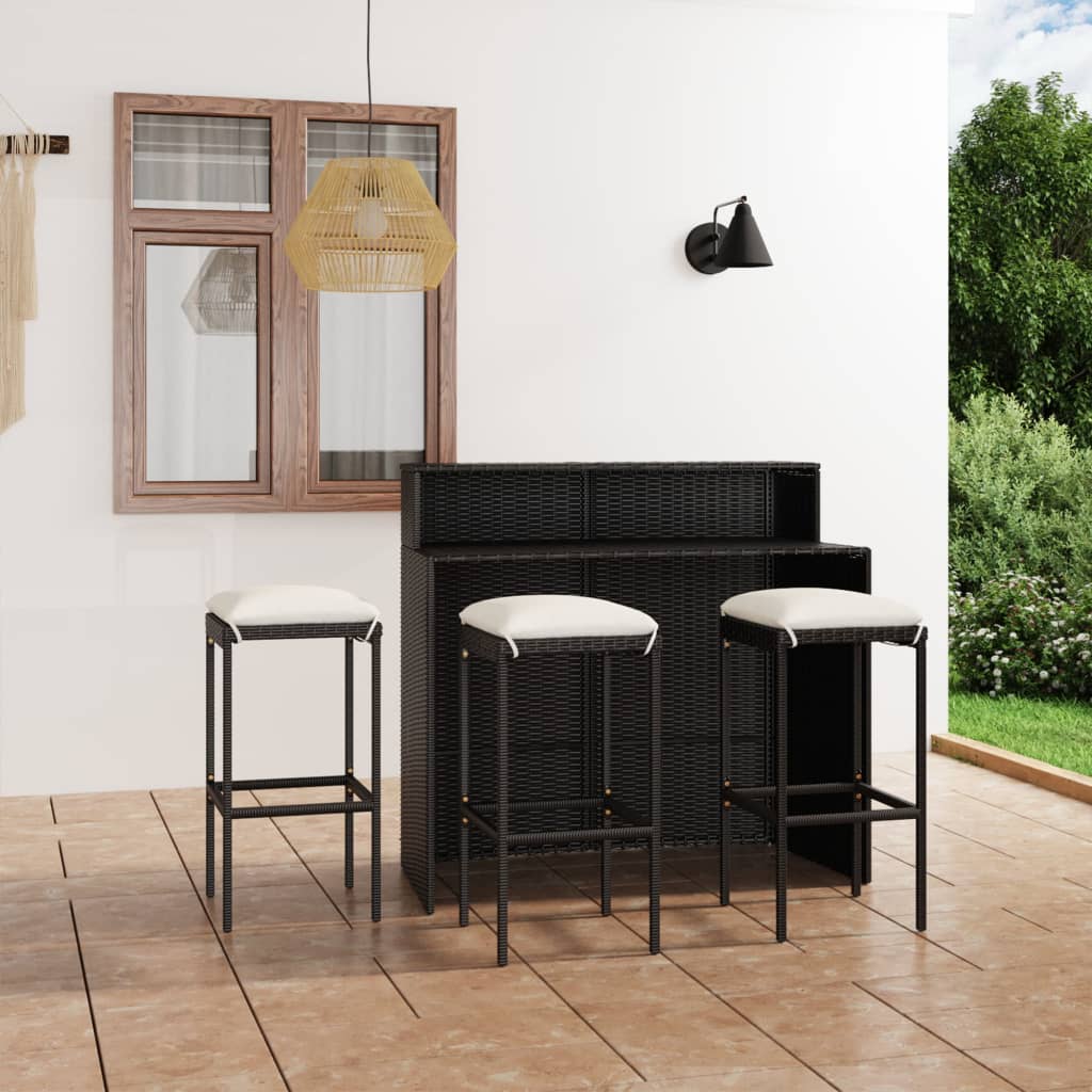 4-Tlg. Gartenbar-Set Mit Kissen