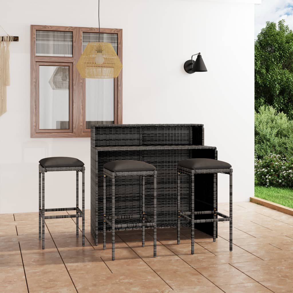 4-Tlg. Gartenbar-Set Mit Kissen