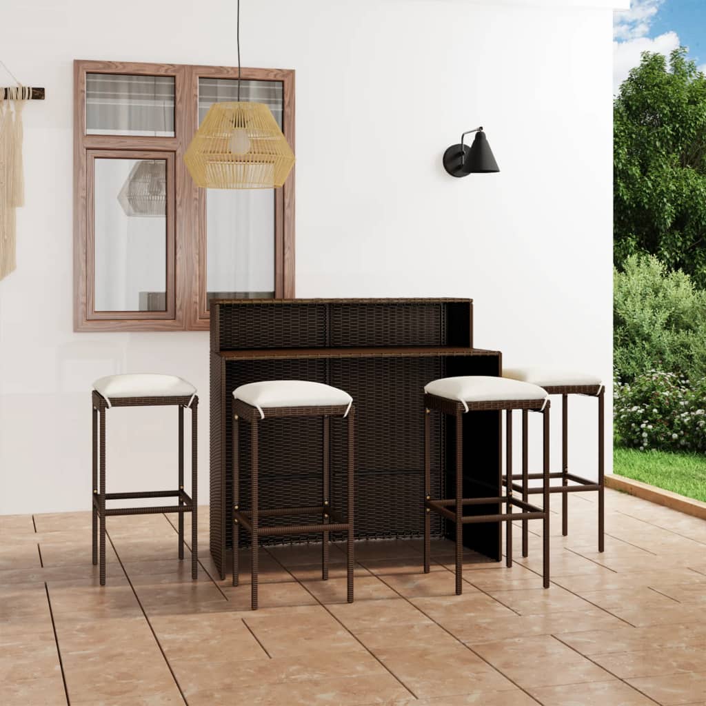 5-Tlg. Gartenbar-Set Mit Kissen