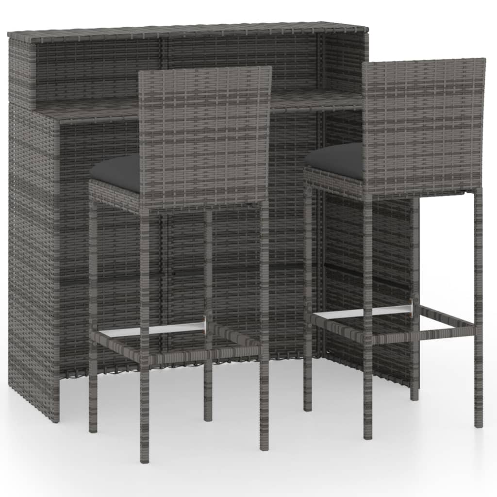 3-Tlg. Gartenbar-Set Mit Kissen