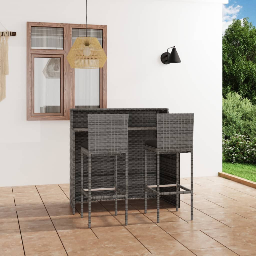 3-Tlg. Gartenbar-Set Mit Kissen