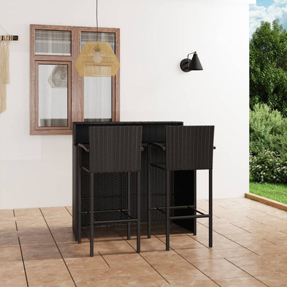 3-Tlg. Gartenbar-Set Schwarz