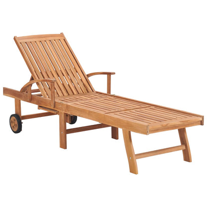 Sonnenliege Mit Auflage Hellgrün Massivholz Teak