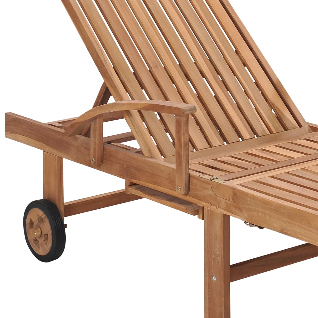 Sonnenliege Mit Auflage Hellgrün Massivholz Teak