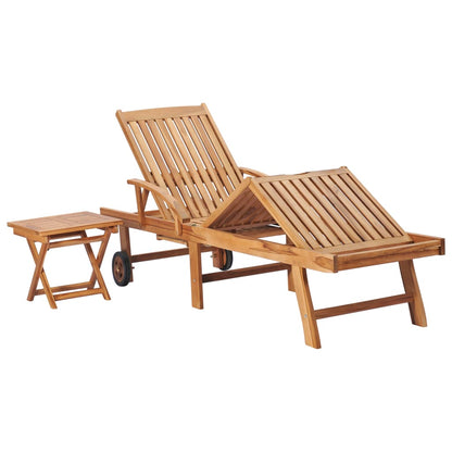 Sonnenliege Mit Tisch Und Auflage Massivholz Teak