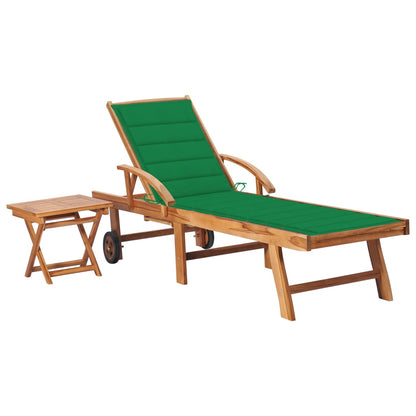Sonnenliege Mit Tisch Und Auflage Massivholz Teak