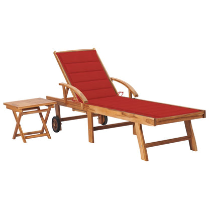 Sonnenliege Mit Tisch Und Auflage Massivholz Teak