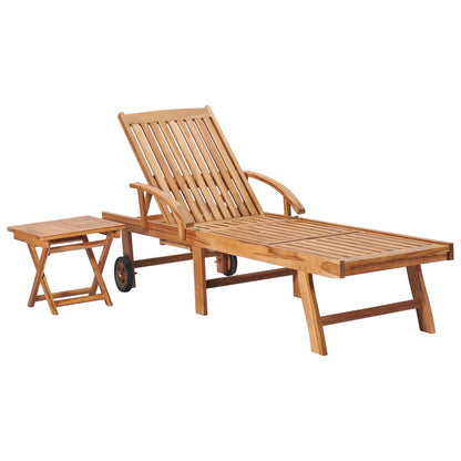 Sonnenliege Mit Tisch Und Auflage Massivholz Teak