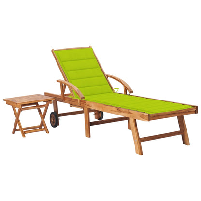 Sonnenliege Mit Tisch Und Auflage Massivholz Teak