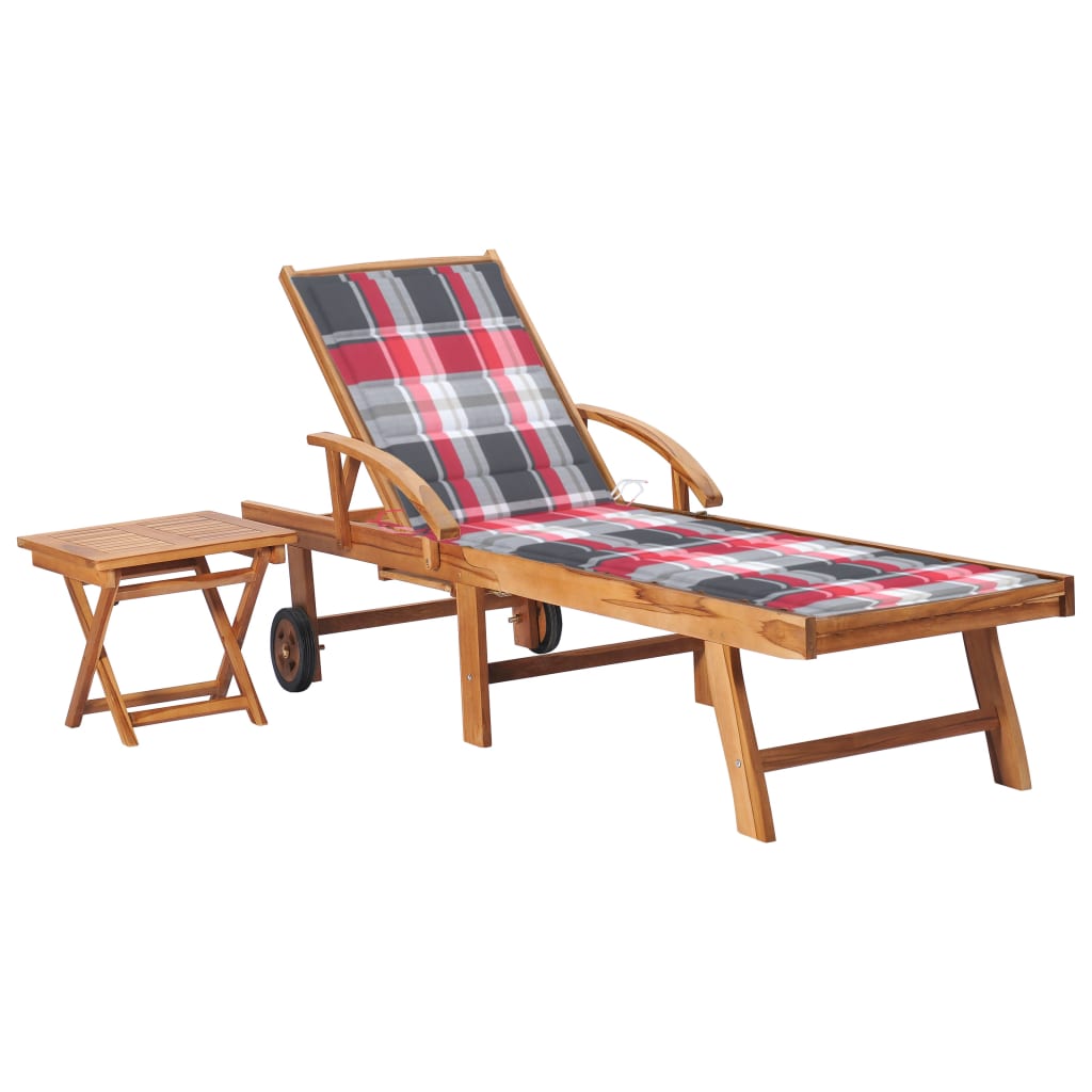 Sonnenliege Mit Tisch Und Auflage Massivholz Teak