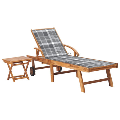 Sonnenliege Mit Tisch Und Auflage Massivholz Teak