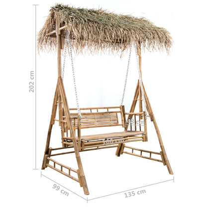 Hollywoodschaukel Mit Palmblättern Und Kissen 202 Cm Bambus