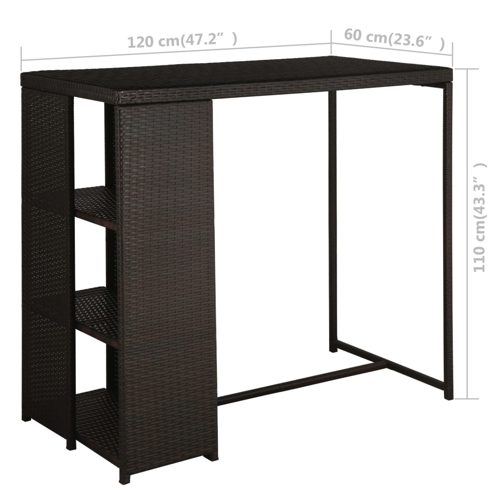 5-Tlg. Gartenbar-Set Mit Kissen Poly Rattan