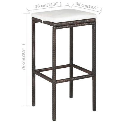 5-Tlg. Gartenbar-Set Mit Kissen Poly Rattan