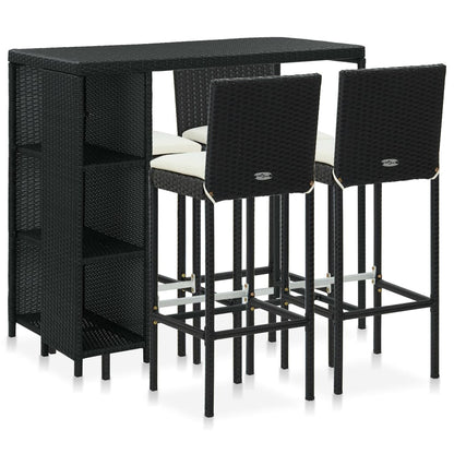 5-Tlg. Gartenbar-Set Mit Kissen Poly Rattan Grau