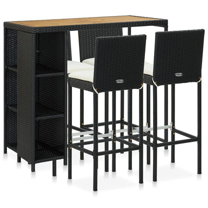 5-Tlg. Gartenbar-Set Mit Kissen Poly Rattan Grau