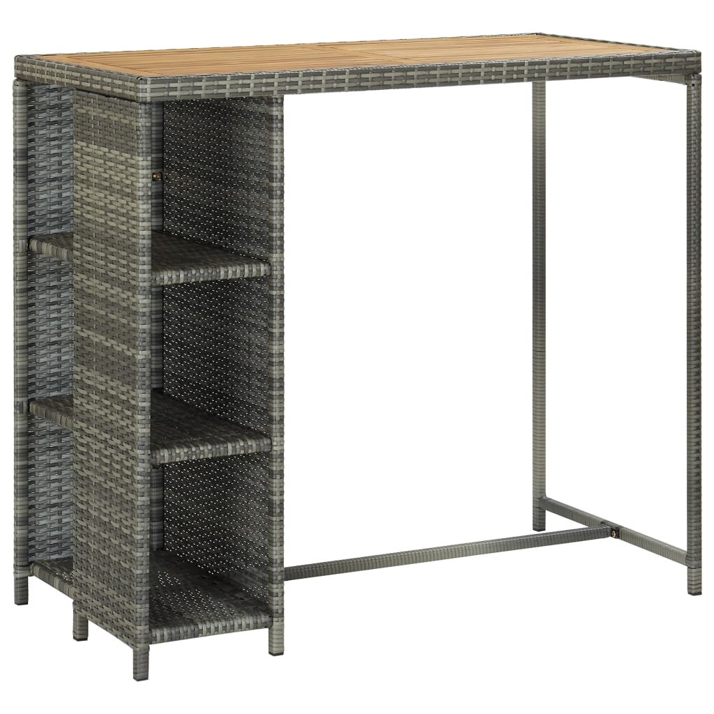 5-Tlg. Gartenbar-Set Mit Kissen Poly Rattan Grau