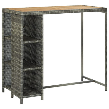 5-Tlg. Gartenbar-Set Mit Kissen Poly Rattan Grau