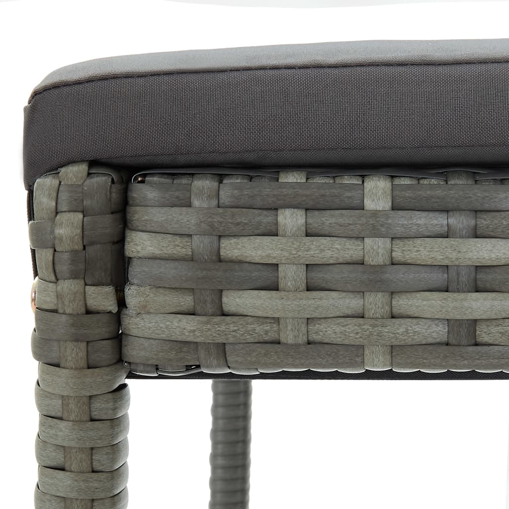 5-Tlg. Gartenbar-Set Mit Kissen Poly Rattan Grau