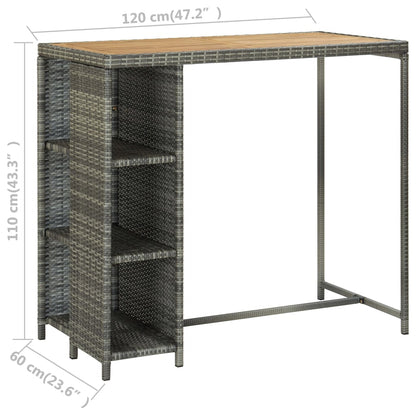 5-Tlg. Gartenbar-Set Mit Kissen Poly Rattan Grau