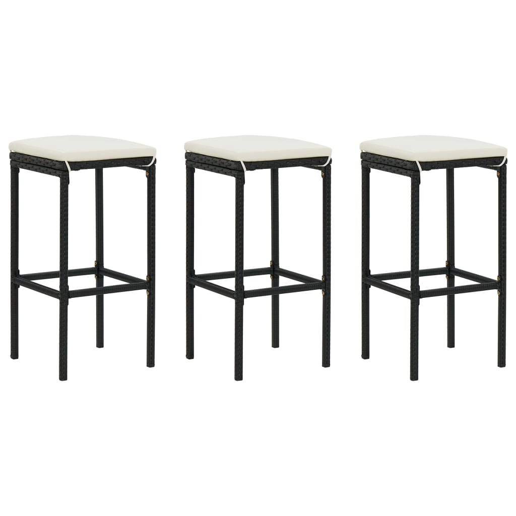 4-Tlg. Gartenbar-Set Mit Kissen Poly Rattan