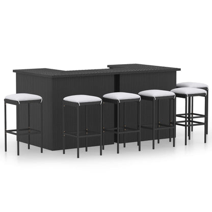 8-Tlg. Gartenbar-Set Mit Kissen Poly Rattan