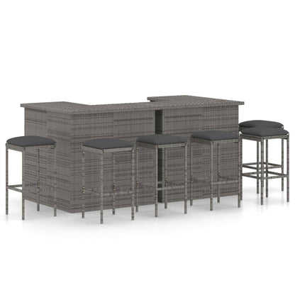 8-Tlg. Gartenbar-Set Mit Kissen Poly Rattan