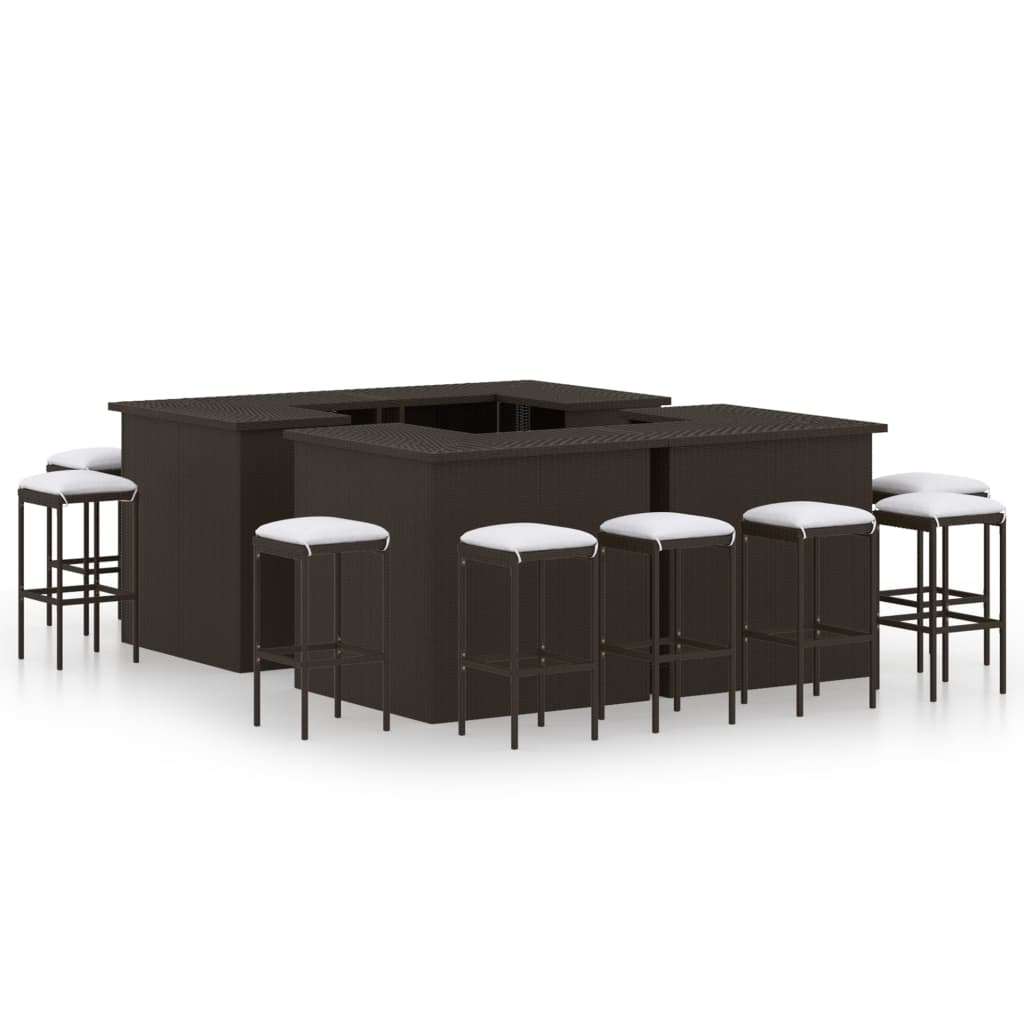 16-Tlg. Gartenbar-Set Mit Kissen Poly Rattan