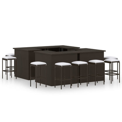 16-Tlg. Gartenbar-Set Mit Kissen Poly Rattan