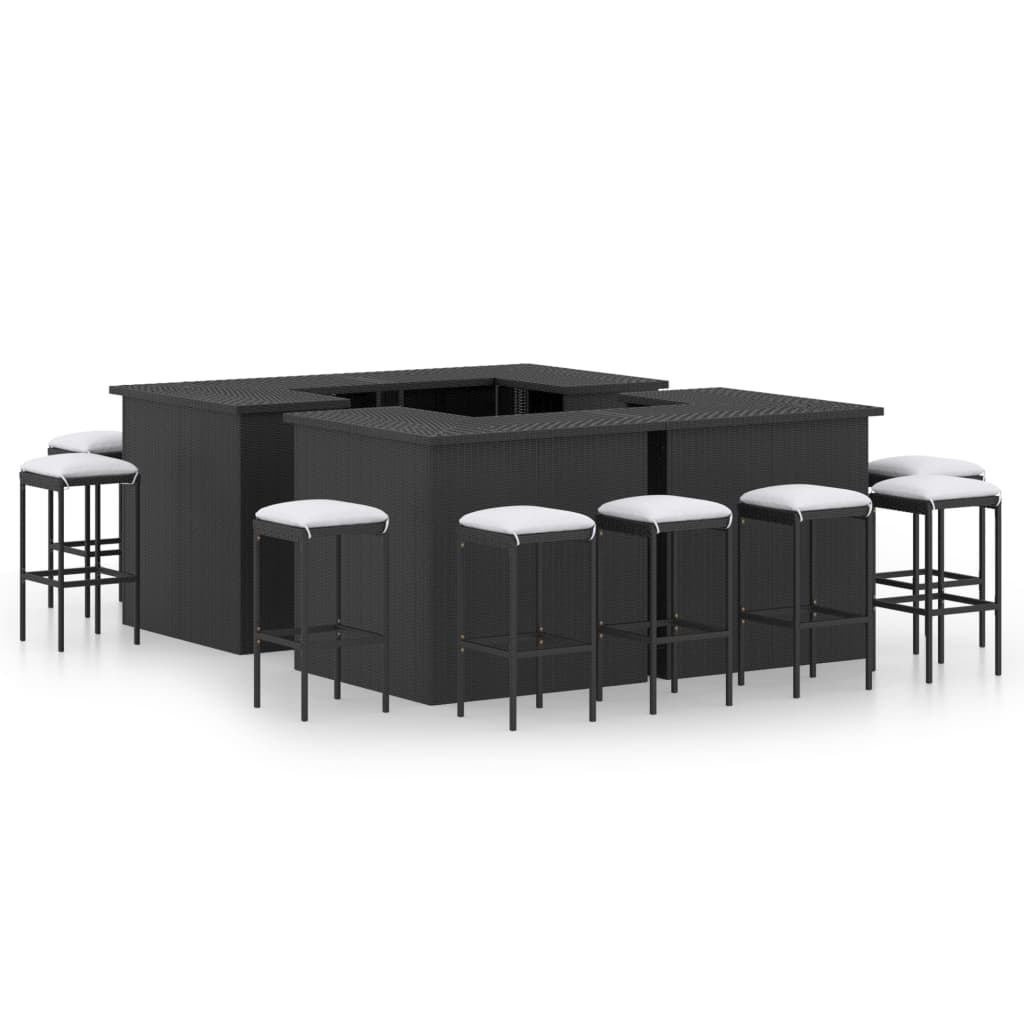 16-Tlg. Gartenbar-Set Mit Kissen Poly Rattan