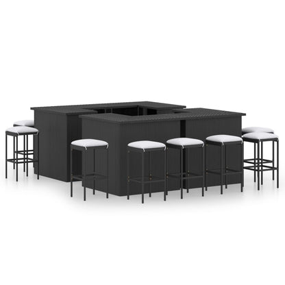 16-Tlg. Gartenbar-Set Mit Kissen Poly Rattan