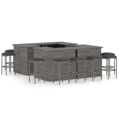 16-Tlg. Gartenbar-Set Mit Kissen Poly Rattan