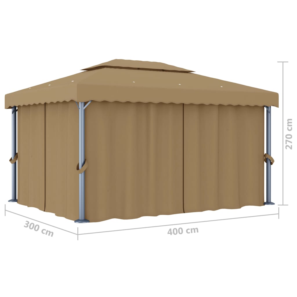 Pavillon Mit Vorhang 4X3 M Taupe Aluminium