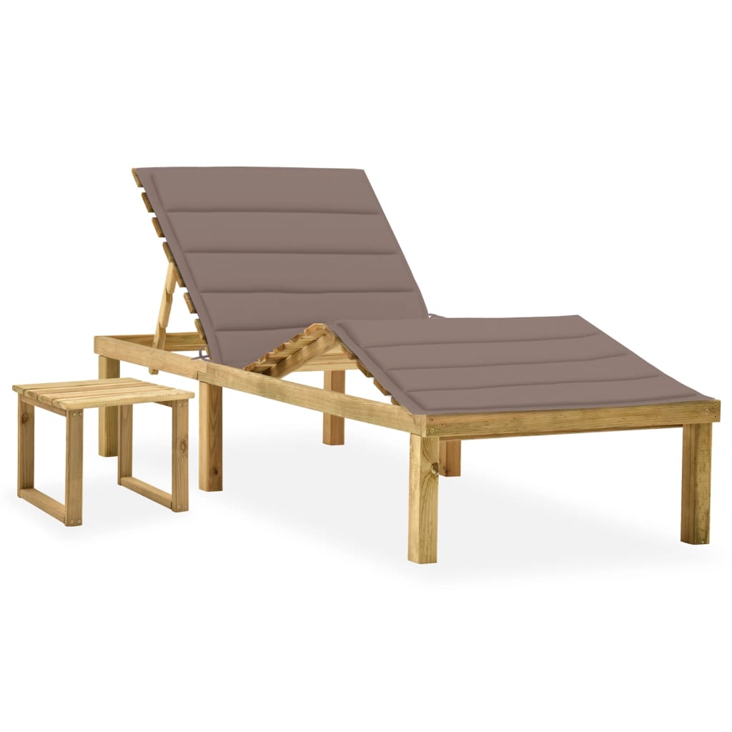 Garten-Sonnenliege Mit Tisch Und Auflage Kiefer Imprägniert