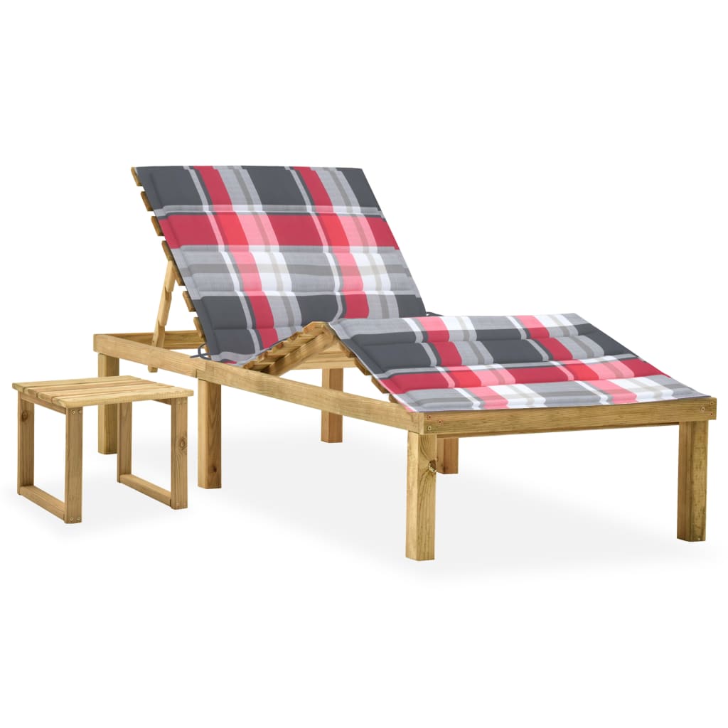 Garten-Sonnenliege Mit Tisch Und Auflage Kiefer Imprägniert