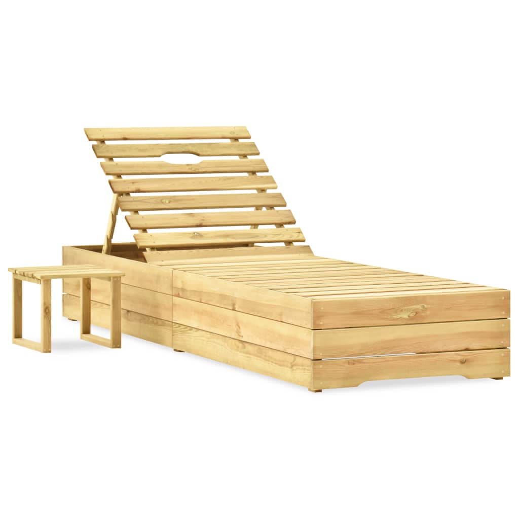 Garten-Sonnenliege Mit Tisch Und Auflage Kiefer Imprägniert