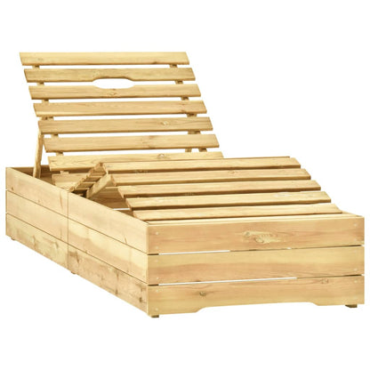 Garten-Sonnenliege Mit Tisch Und Auflage Kiefer Imprägniert