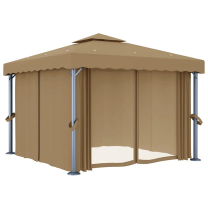 Pavillon Mit Vorhang 3X3 M Taupe Aluminium