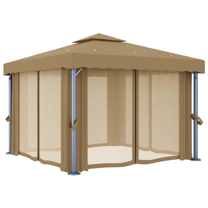 Pavillon Mit Vorhang 3X3 M Taupe Aluminium