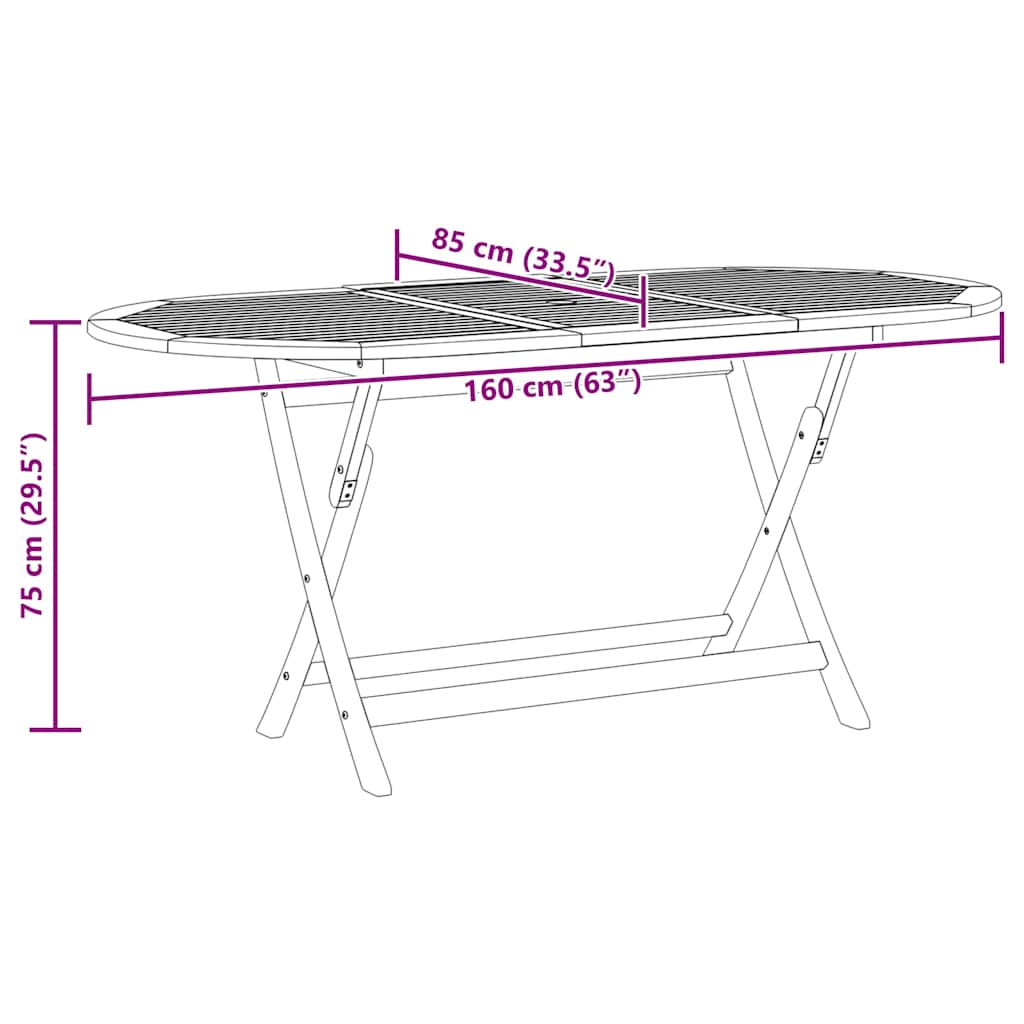 Klappbarer Gartentisch 160X85X75 Cm Massivholz Eukalyptus