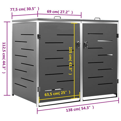 Mülltonnenbox Für 2 Tonnen 138X77,5X112,5 Cm Edelstahl