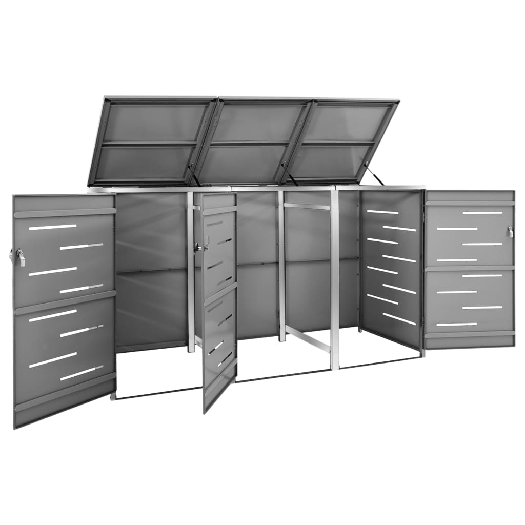 Mülltonnenbox Für 3 Tonnen 207X77,5X115 Cm Edelstahl