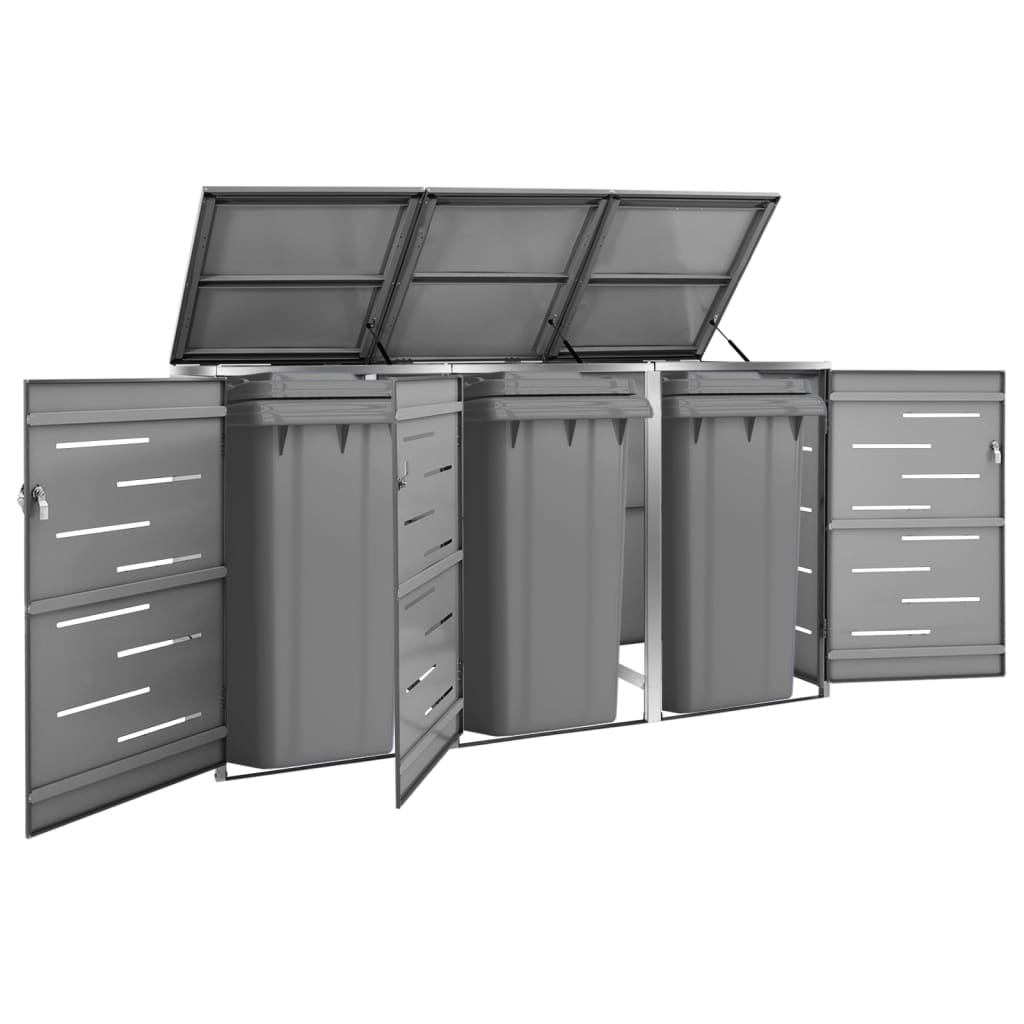 Mülltonnenbox Für 3 Tonnen 207X77,5X115 Cm Edelstahl